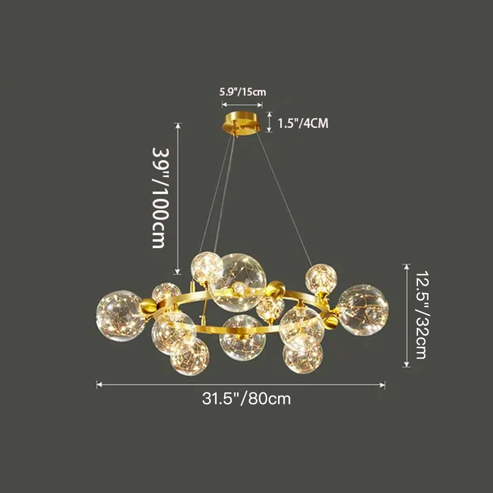 Gold Glass Globe Chandelier-size|Sofary