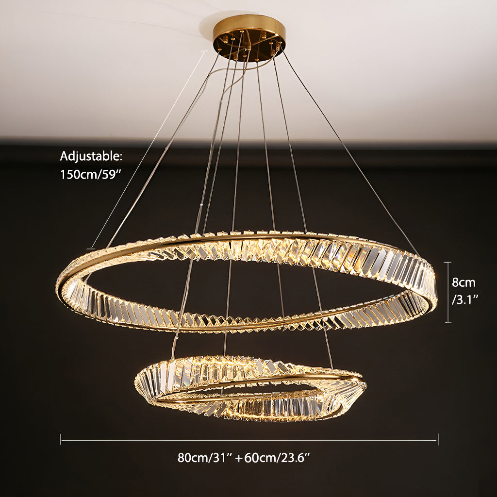Gold Irregular Ring Crystal Pendant Led Lamp-size-2|Sofary