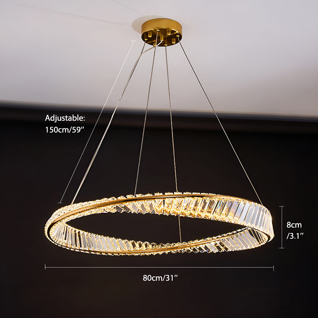 Gold Irregular Ring Crystal Pendant Led Lamp-size-1|Sofary