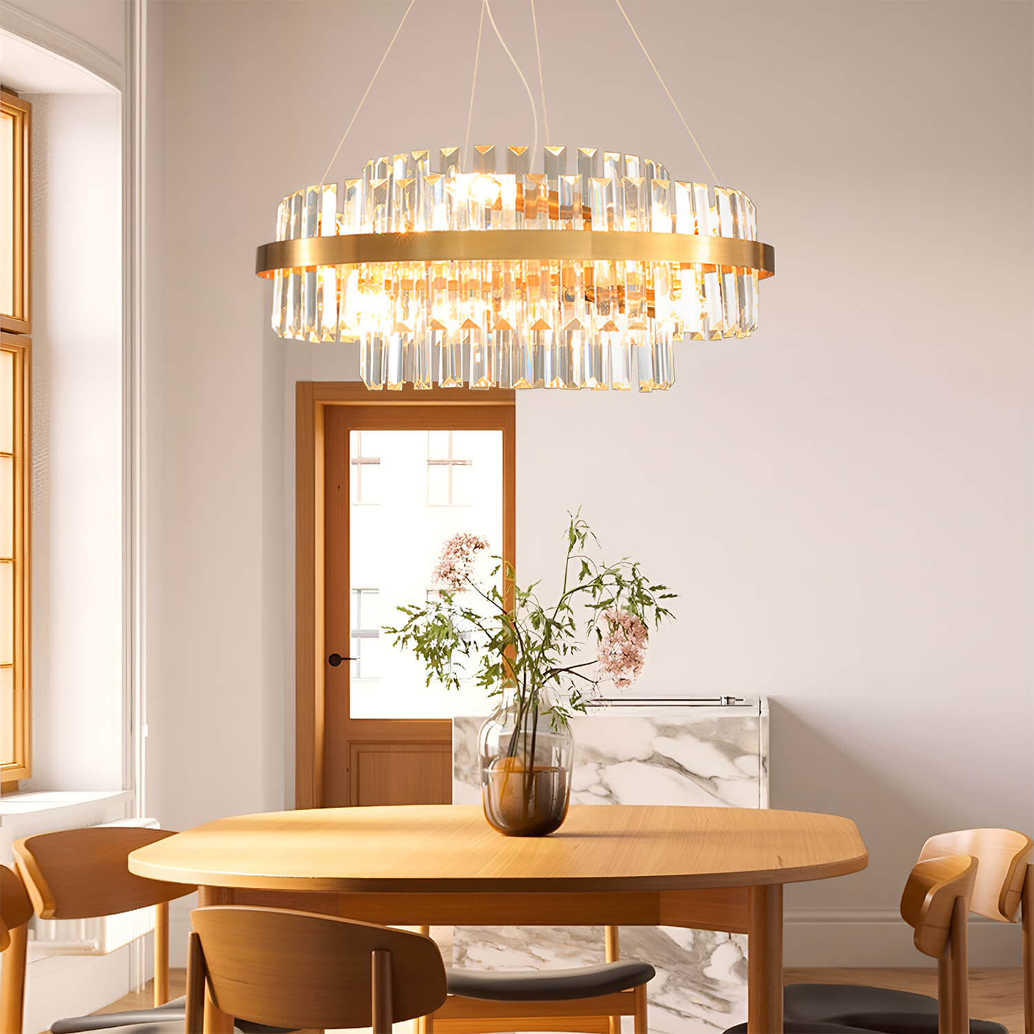 Golden Modern Light Luxury Crystal Chandelier --diningroom | Sofary