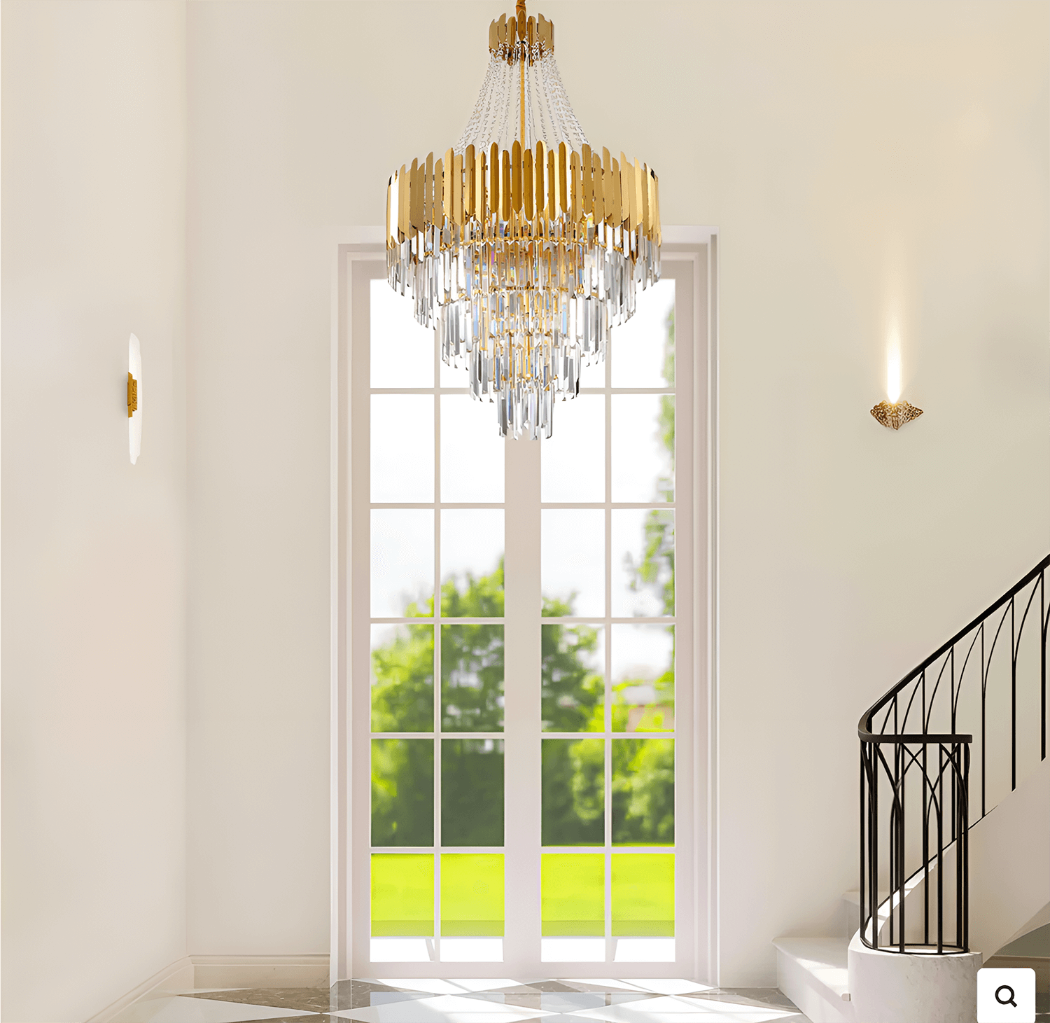 Golden Modern Luxury Crystal Chandelier For Foyer and Entryway |Sofary