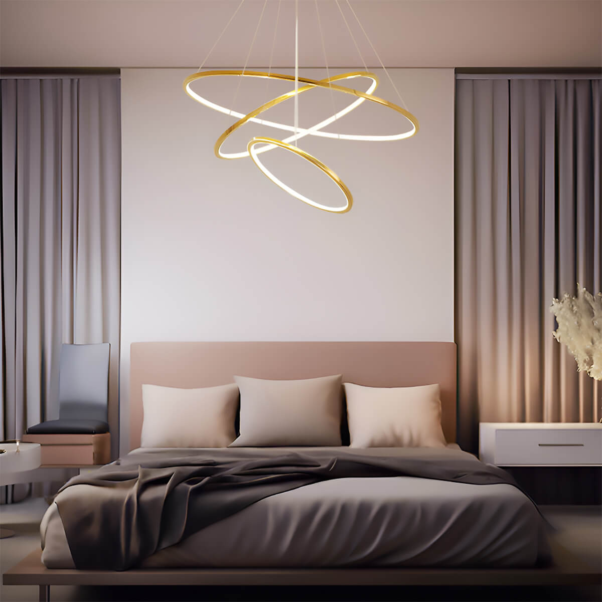Luxurious Stainless Steel Chandelier for Duplex Living Spaces: Elevate Your Home with Minimalist Elegance-bed-room |Sofary