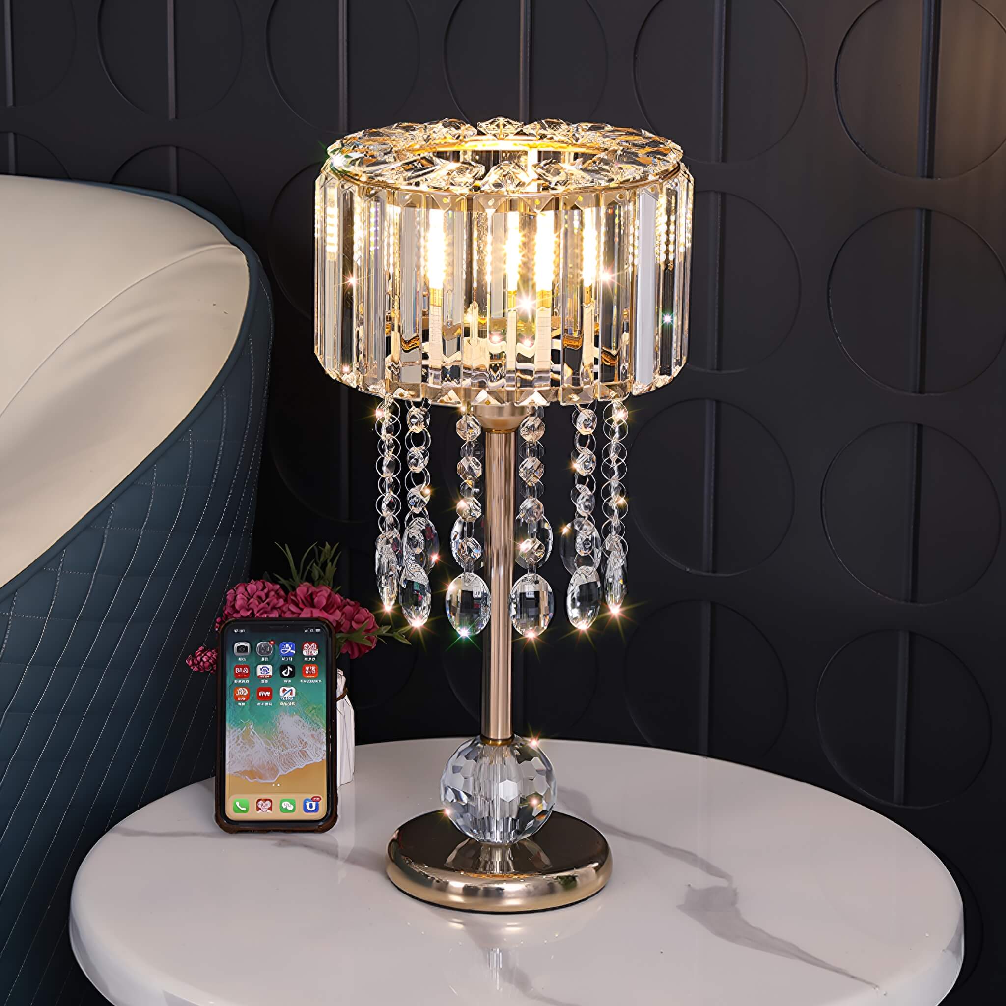 Luxury Gold Finish Lamp with Sparkling Crystal Detail Sofary Lighting