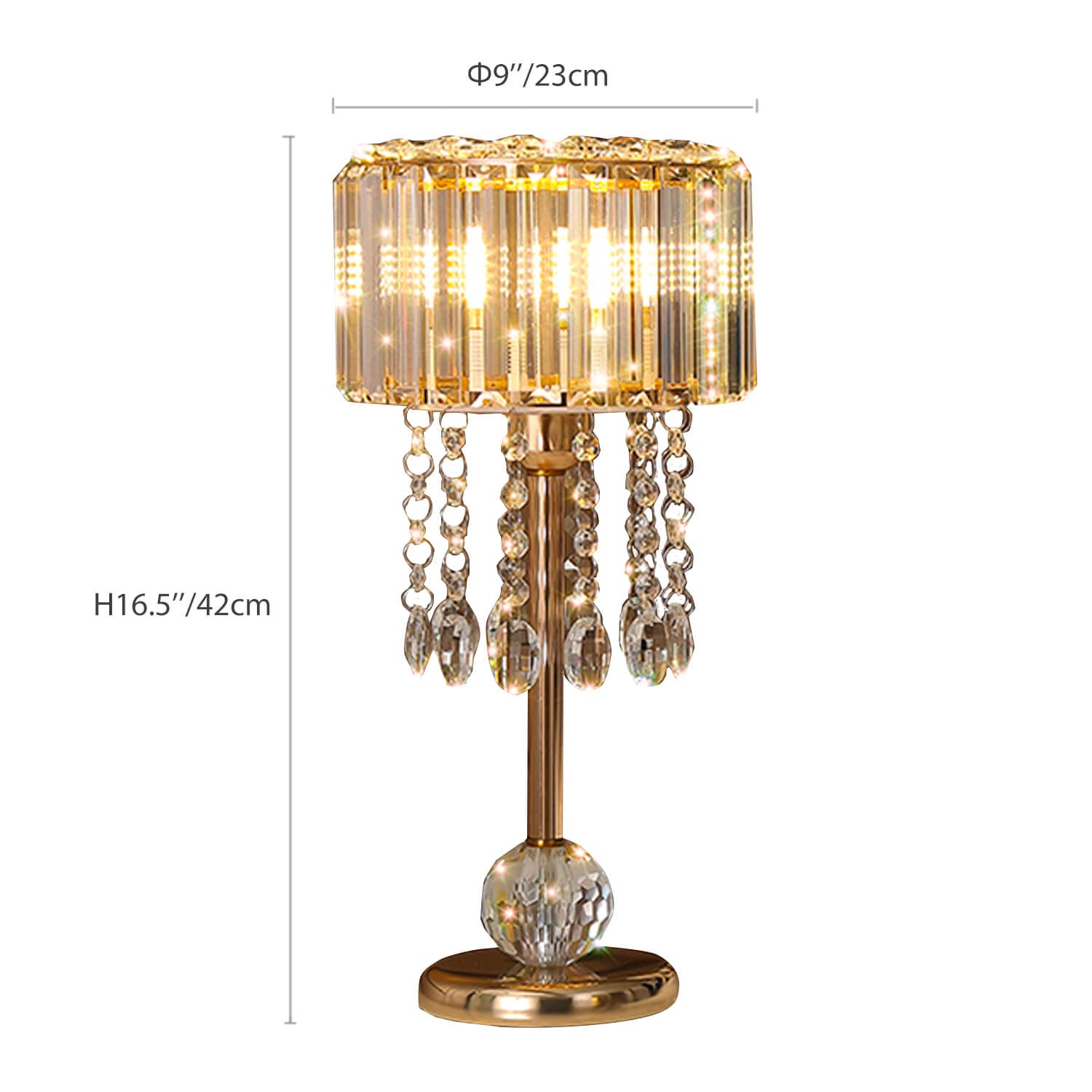 Luxury Gold Finish Lamp with Sparkling Crystal Details -size|Sofary