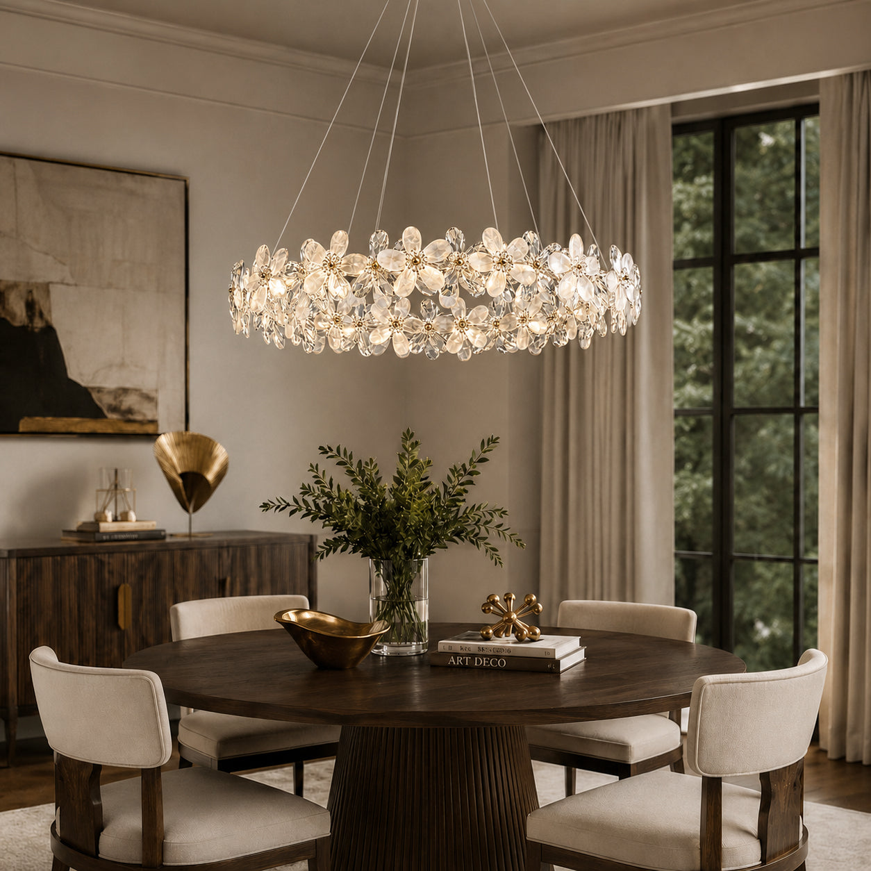 luxury-halo-ring-chandelier-with-crystal-accents-dimmable-modern-light-fixture-for-home-décor-aboe-the-table