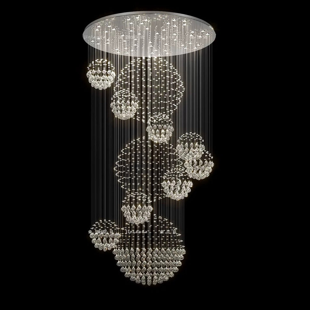 Luxury Solar System Spiral Raindrop Chandelier for Foyer-detail-black | Sofary Lighting