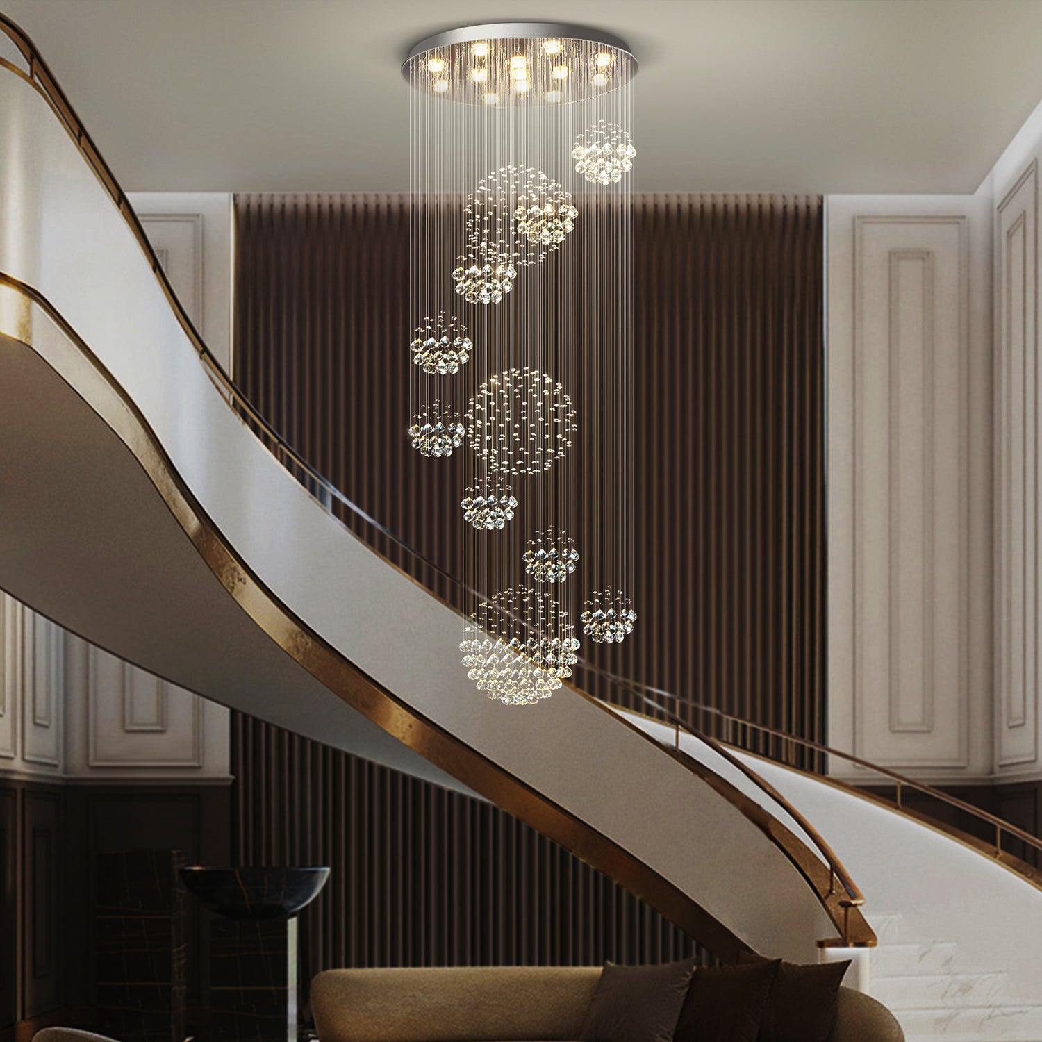 Luxury Solar System Spiral Raindrop Chandelier for Foyer | Sofary Lighting
