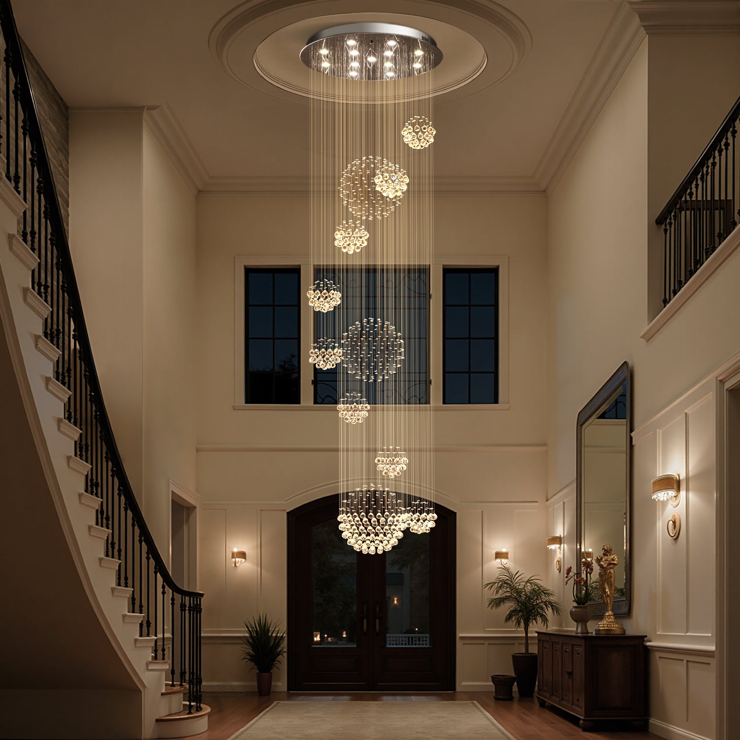 Luxury Solar System Spiral Raindrop Chandelier For Foyer and Entryway |Sofary
