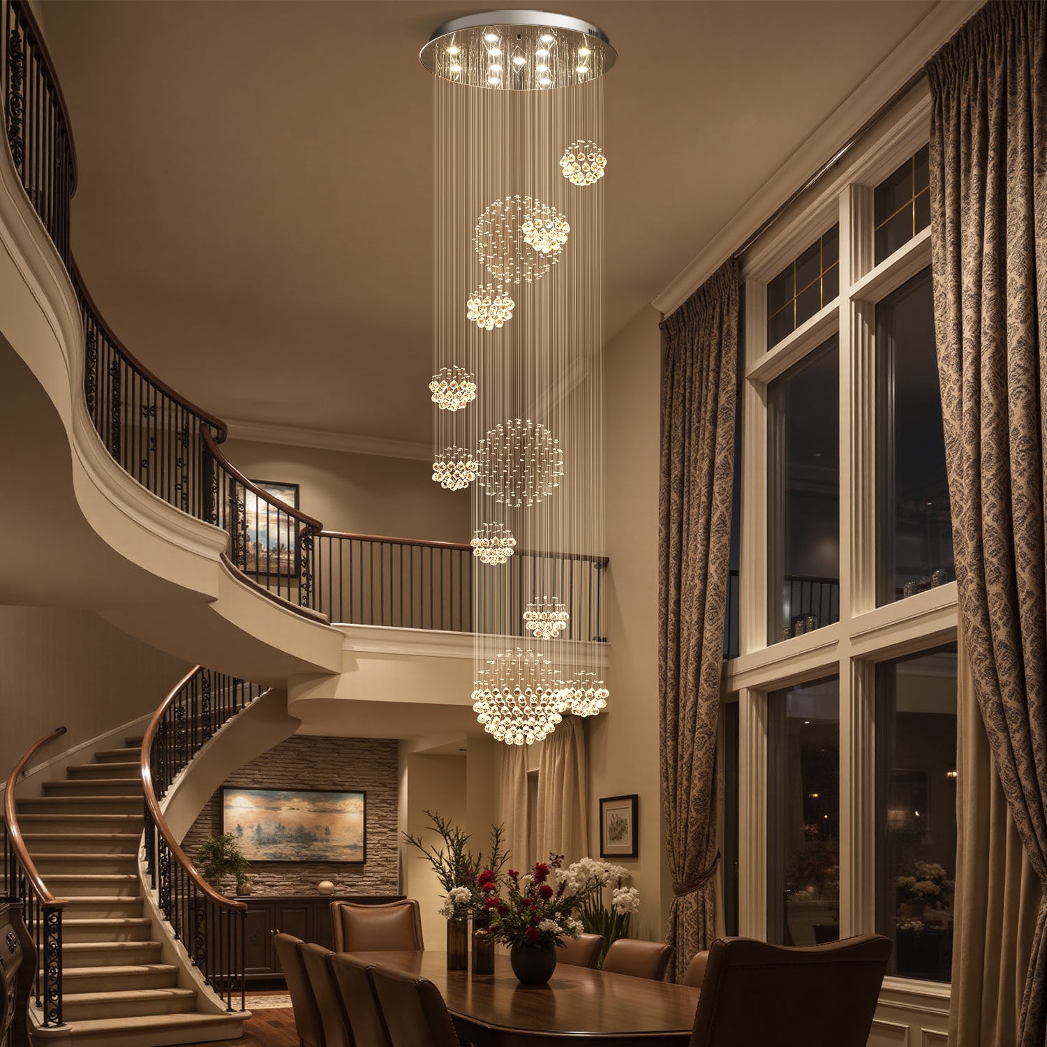 Luxury Solar System Spiral Raindrop Chandelier For Foyer and Entryway |Sofary