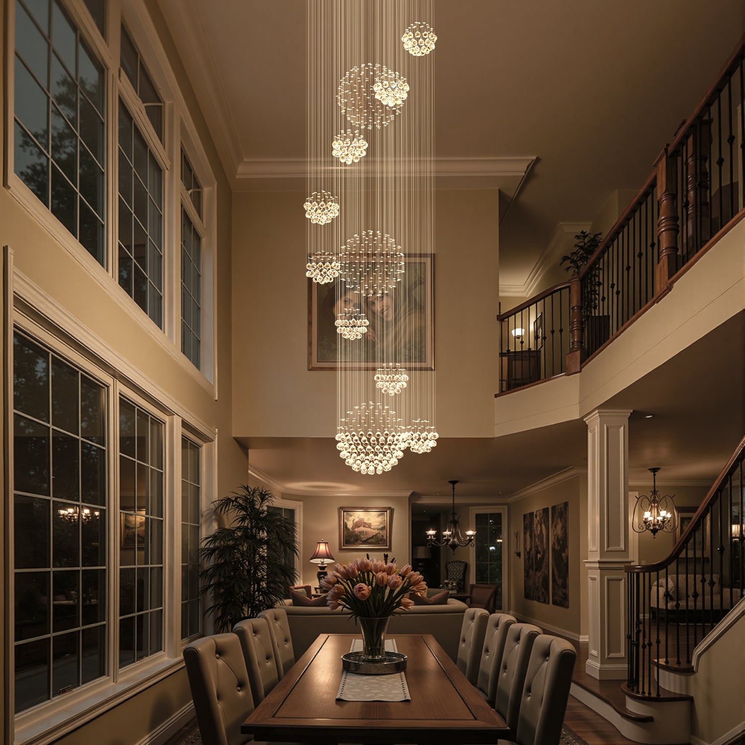 Luxury Solar System Spiral Raindrop Chandelier For Foyer and Entryway |Sofary