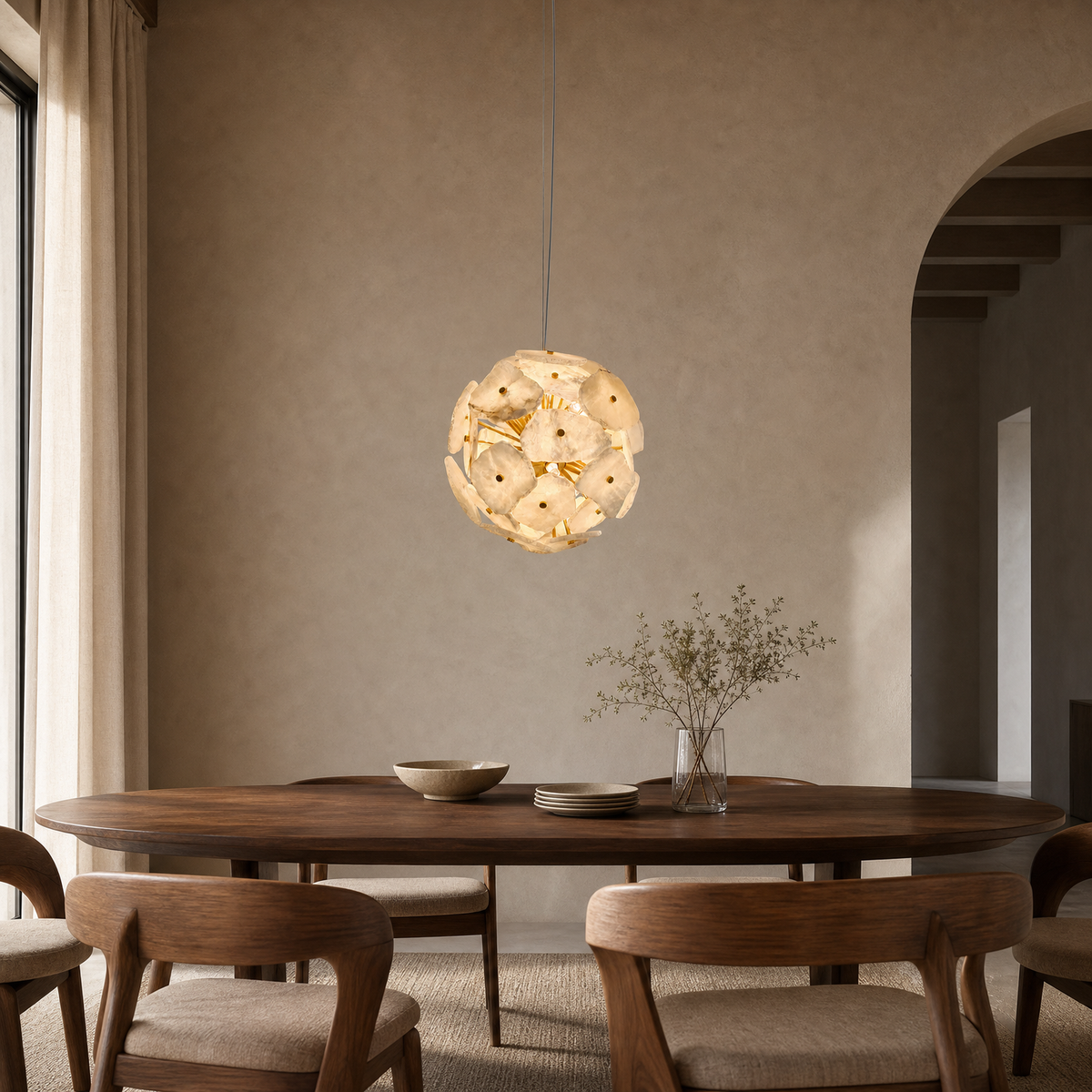 maravelle gold alabaster sphere chandelier dining room