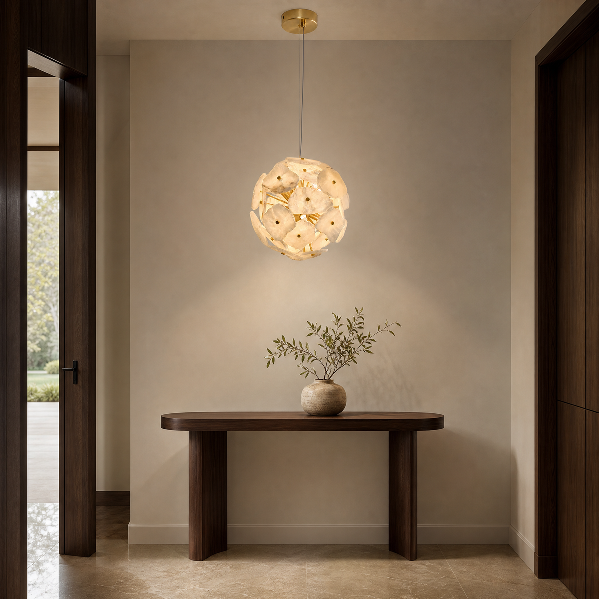 maravelle gold alabaster sphere chandelier foyer