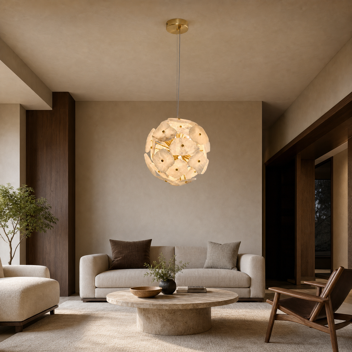 maravelle gold alabaster sphere chandelier living room