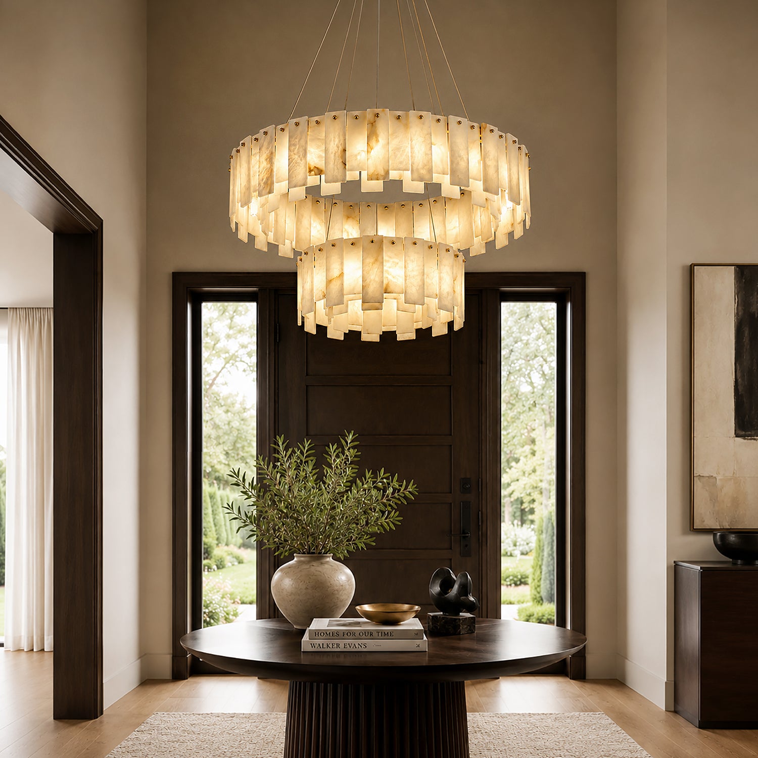 maren-modern-luxury-gold-alabaster-double-tiered-round-chandelier-foyer-turn-on