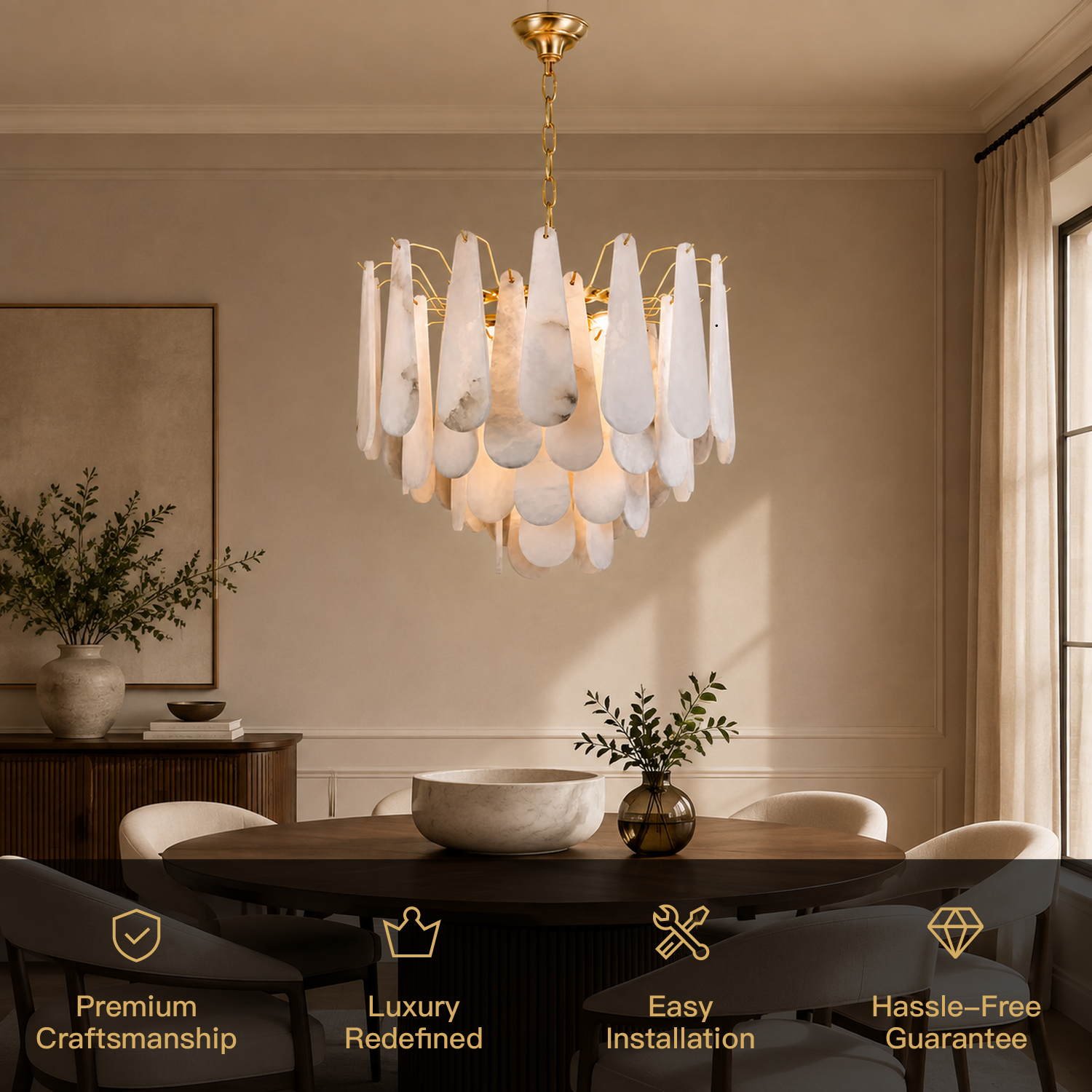 Marivelle chandelier craftsmanship and service features