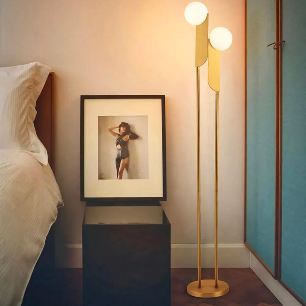 Minimalist 2-Light White Glass Floor Lamp