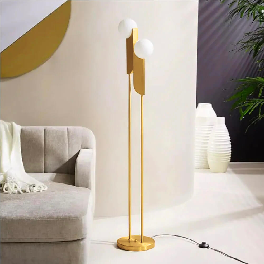 Minimalist 2-Light White Glass Floor Lamp