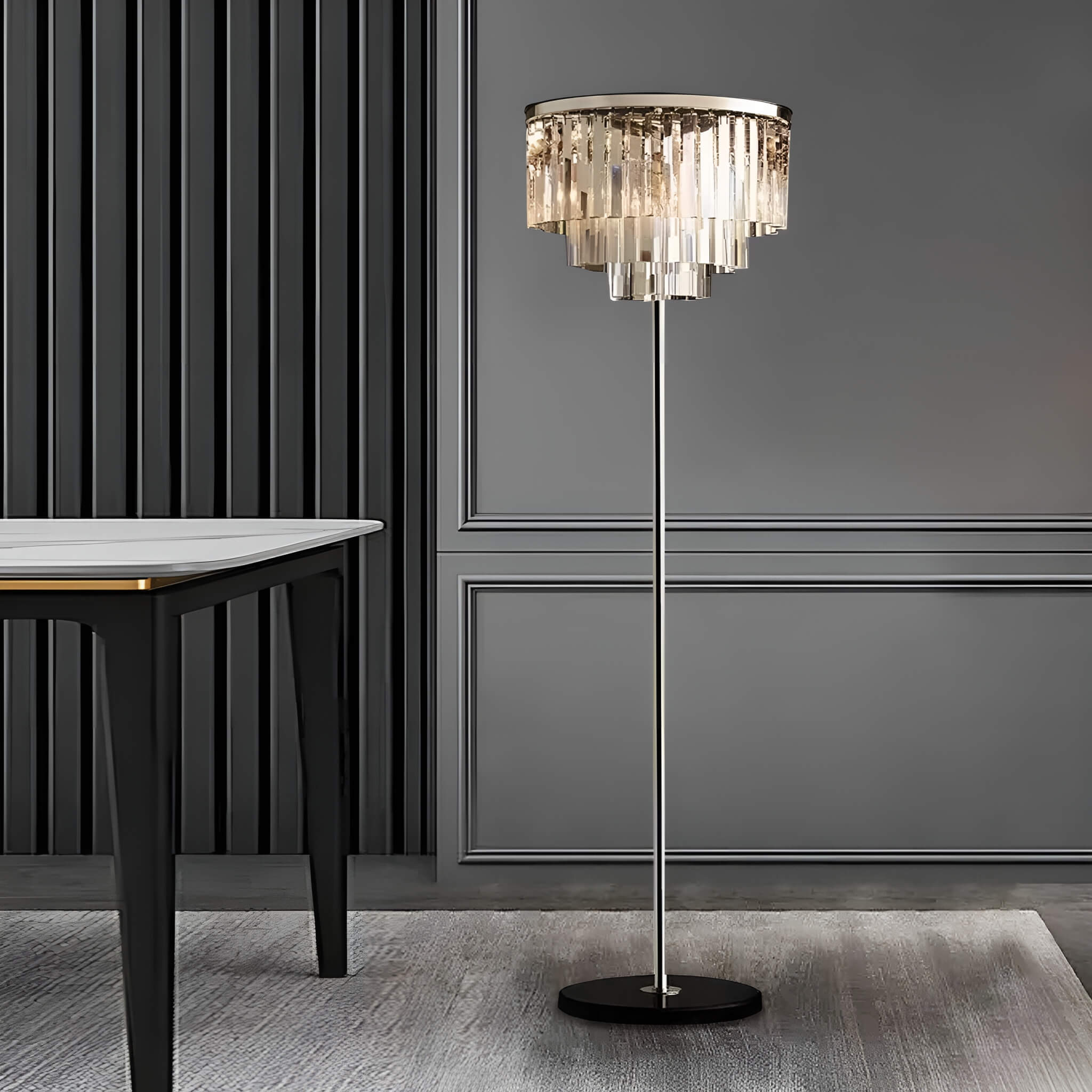 Modern American Crystal Floor Lamp for Elegant Living Spaces-dining-room|Sofary
