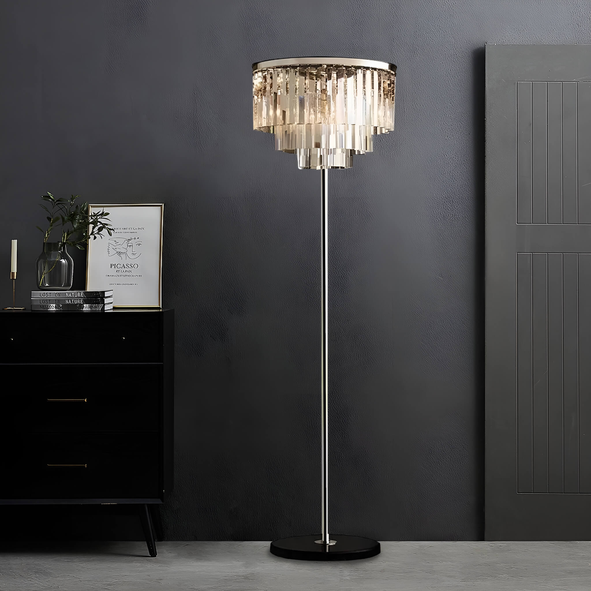 Modern American Crystal Floor Lamp for Elegant Living Spaces-living-room-1|Sofary