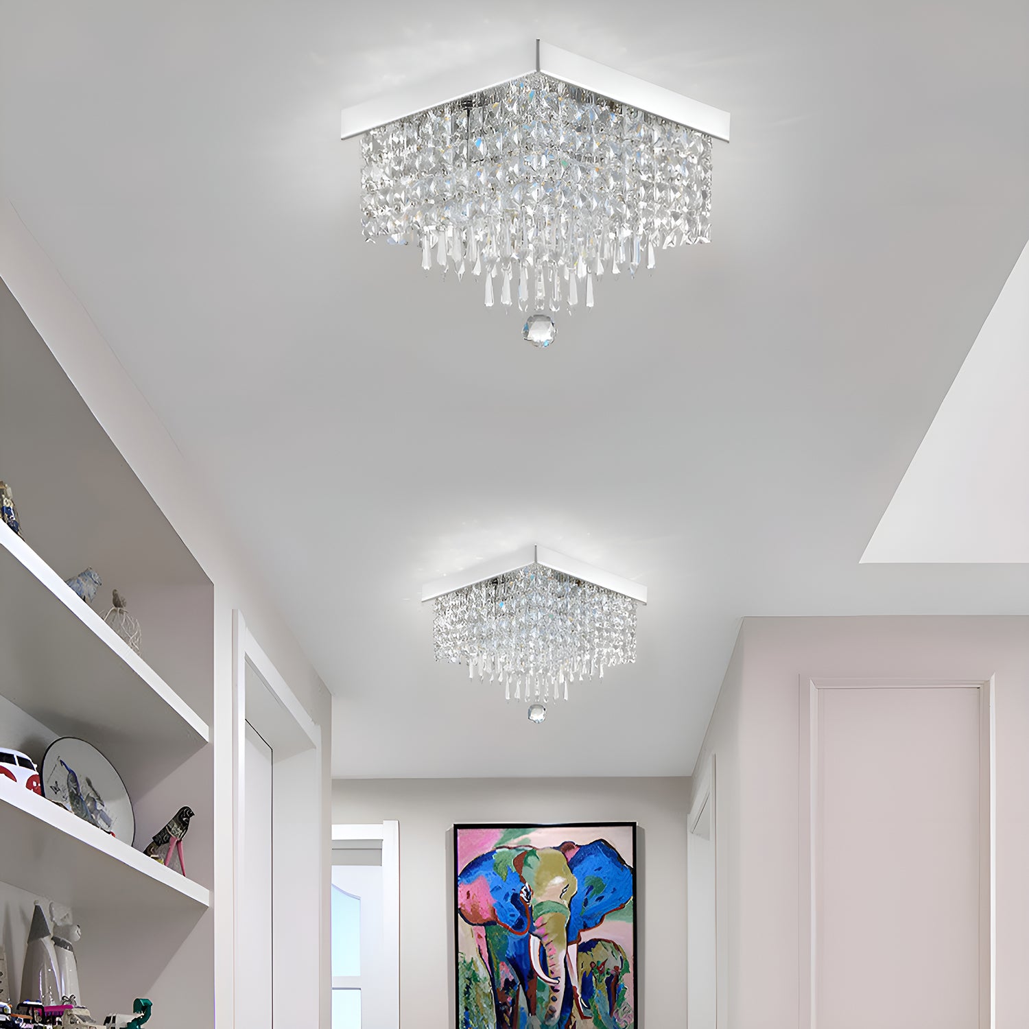Modern Hallway Crystal Flush Mount Ceiling Light-hallway-3|Sofary