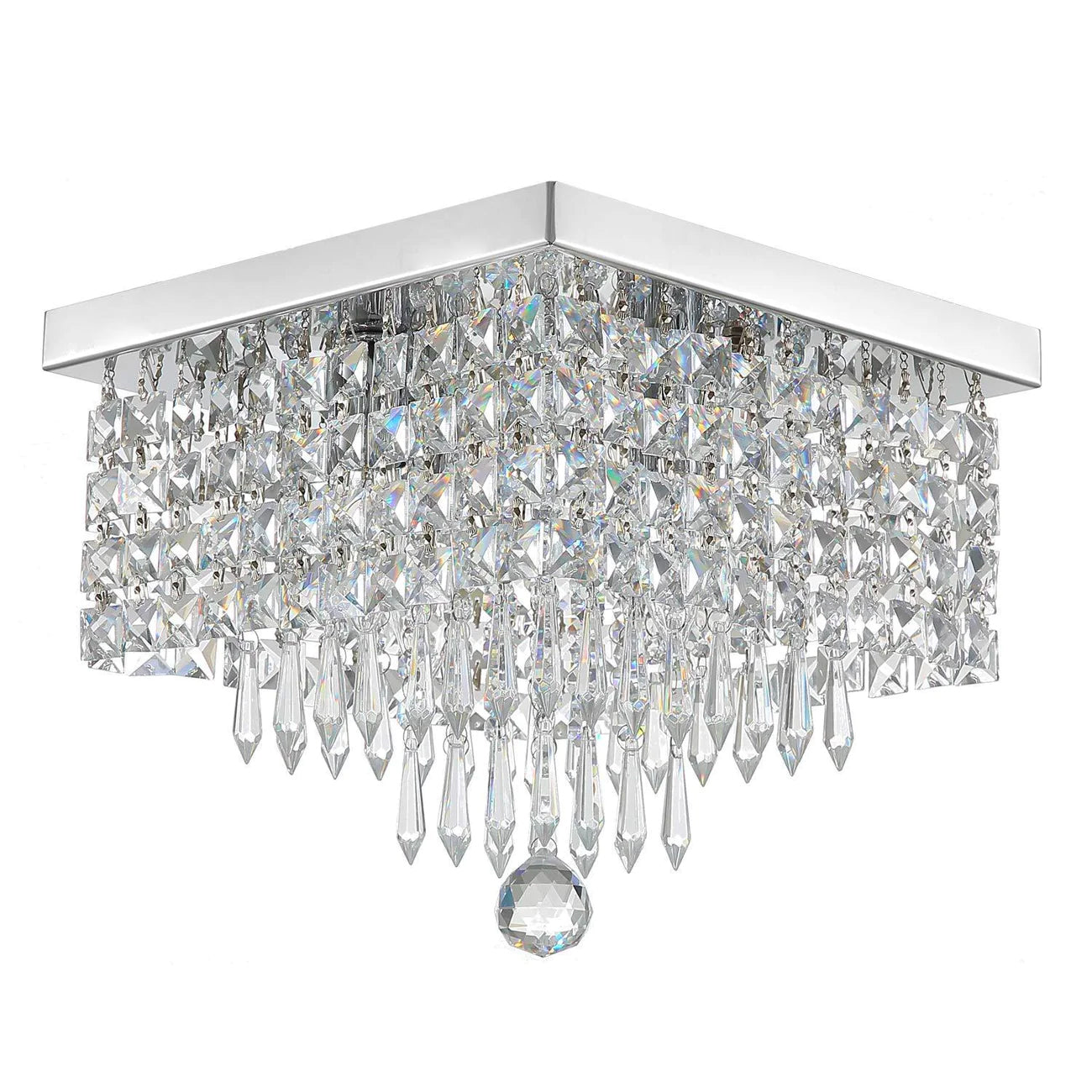 Modern Hallway Crystal Flush Mount Ceiling Light-light-off|Sofary