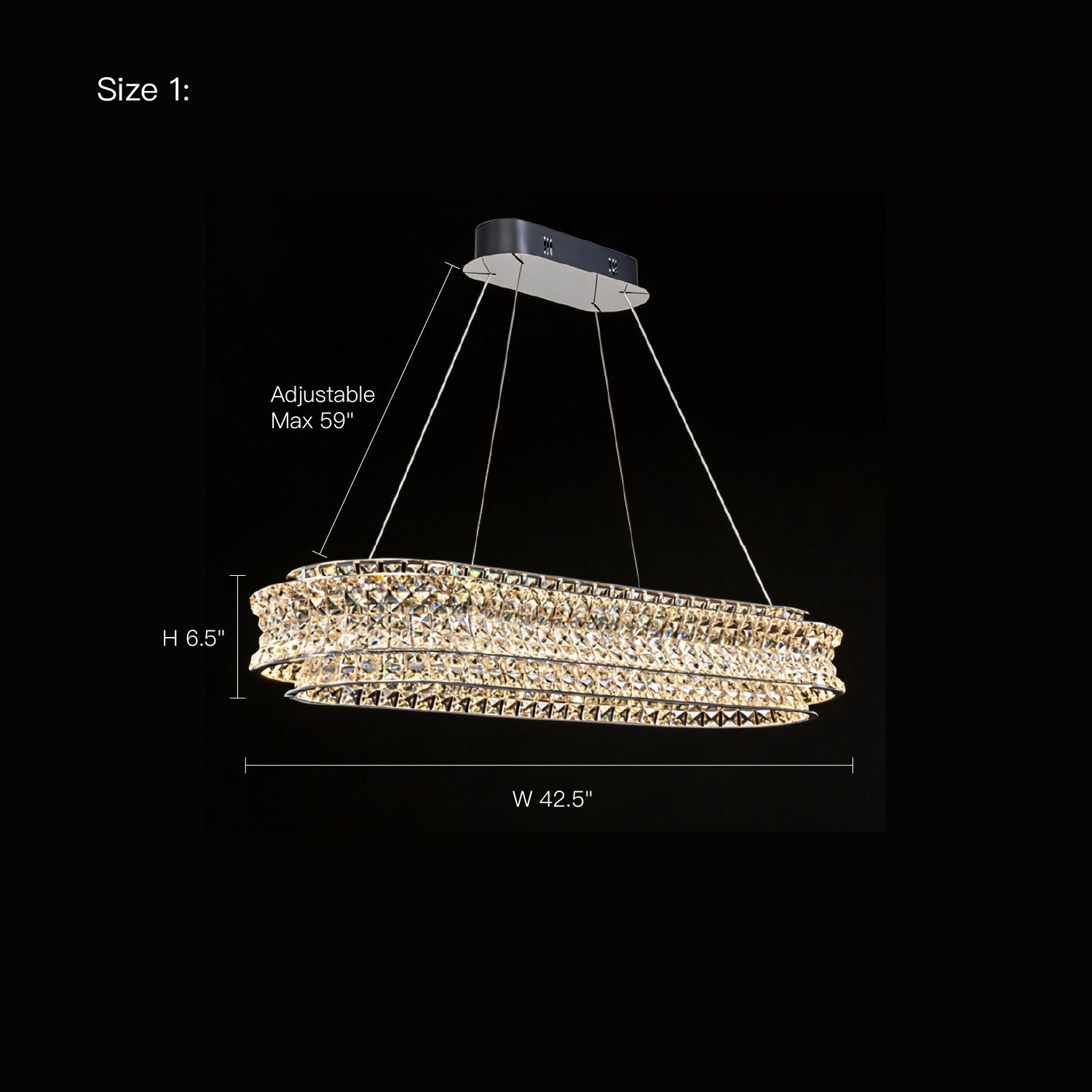 modern champagne gold k9 crystal chandelier size dimensions with adjustable hanging height for dining room lighting | Sofary Lighting