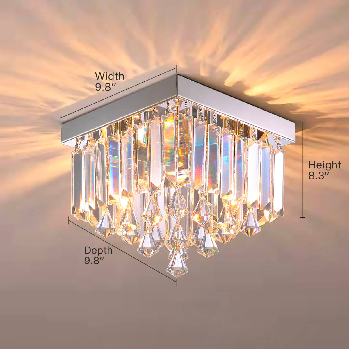 Small Modern Design Crystal Chandelier-FlushMountCeilingLight