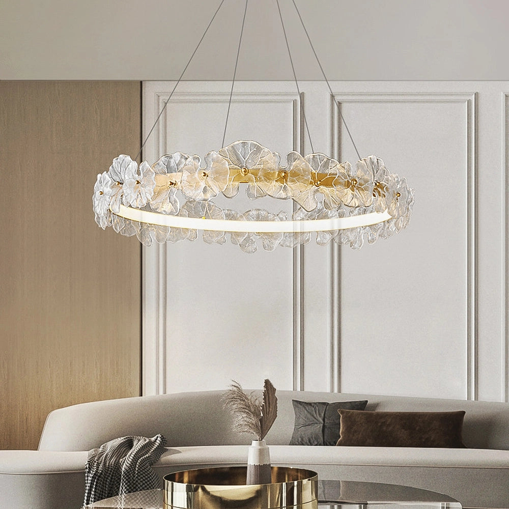 Modern Floral Glass Petal LED Chandel...