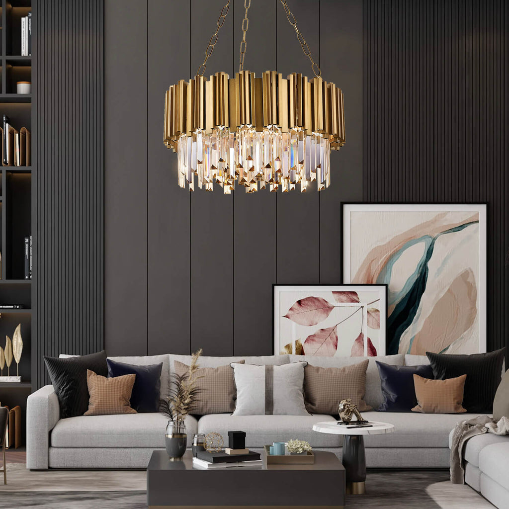 Modern Gold Luxury Crystal Large Chandeliers for Living Room and Bedro