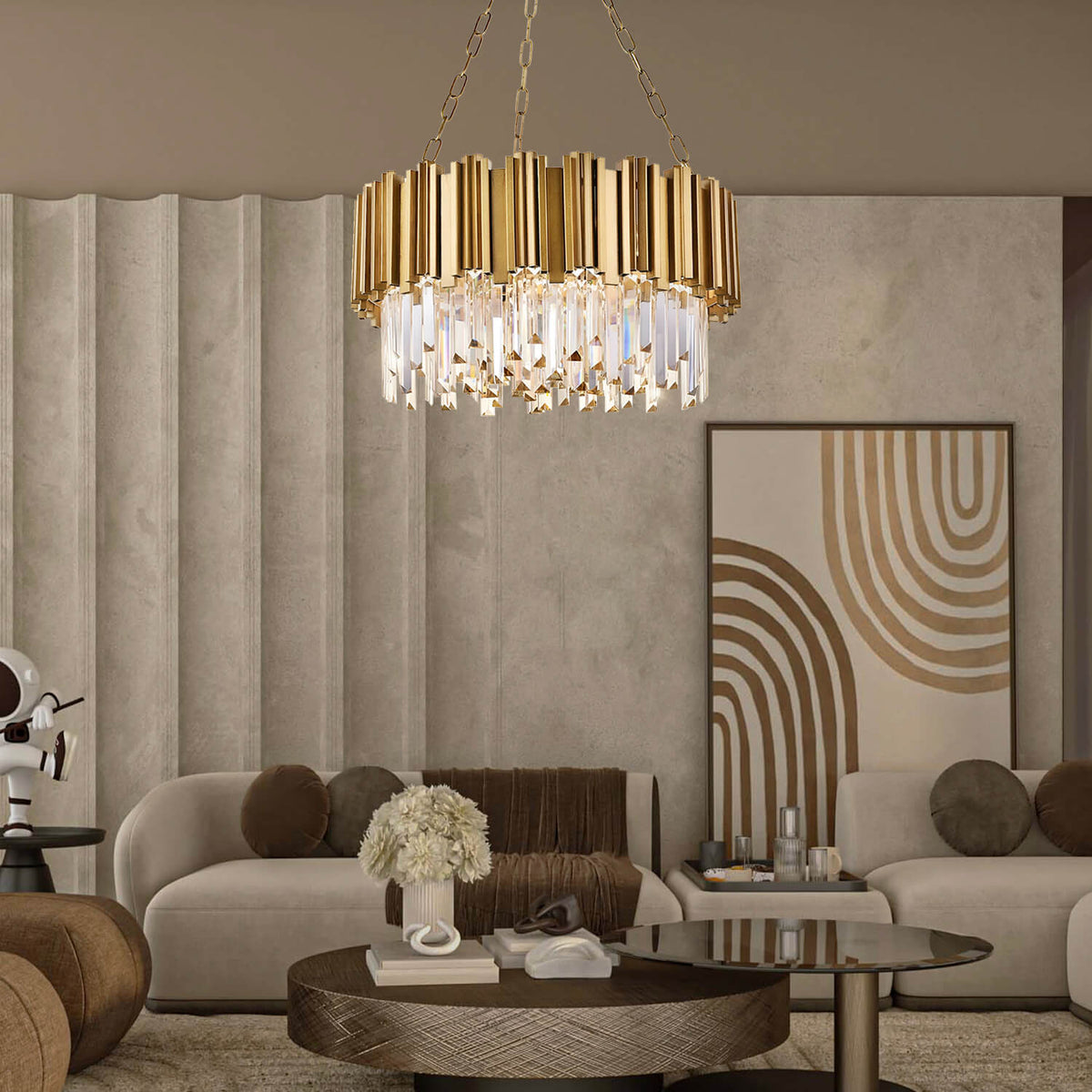 Modern Gold Luxury Crystal Large Chandeliers for Living Room and Bedro