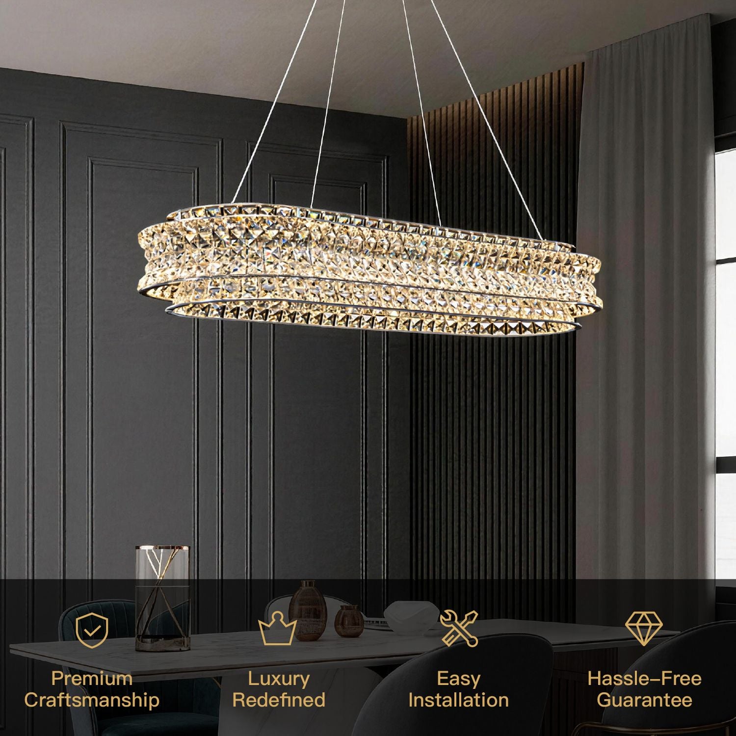 modern champagne gold crystal chandelier with premium craftsmanship luxury design easy installation and hassle free guarantee | Sofary Lighting