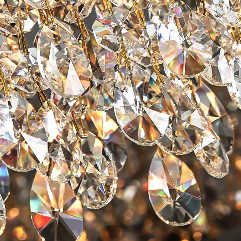 Modern Crystal Flush Mount Chandelier - Ceiling Light for Living Room - detail | Sofary Lighting