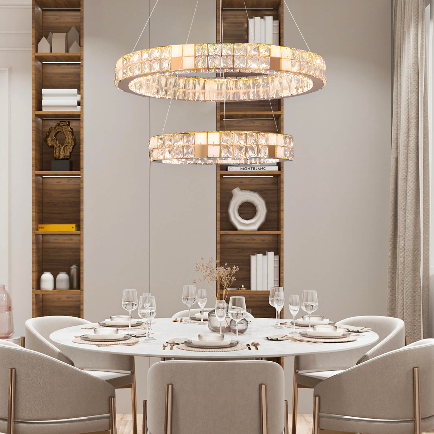 Modern Luxury Crystal and Marble Chandelier - dining room| Sofary
