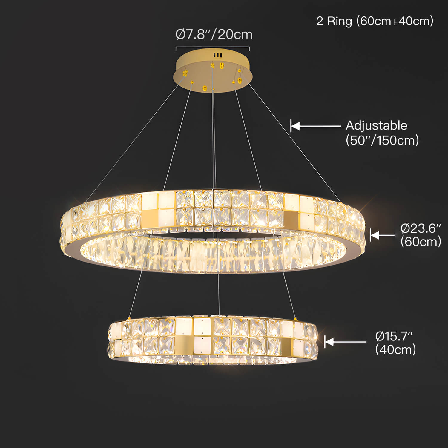 Modern Luxury Crystal and Marble Chandelier size |Sofary