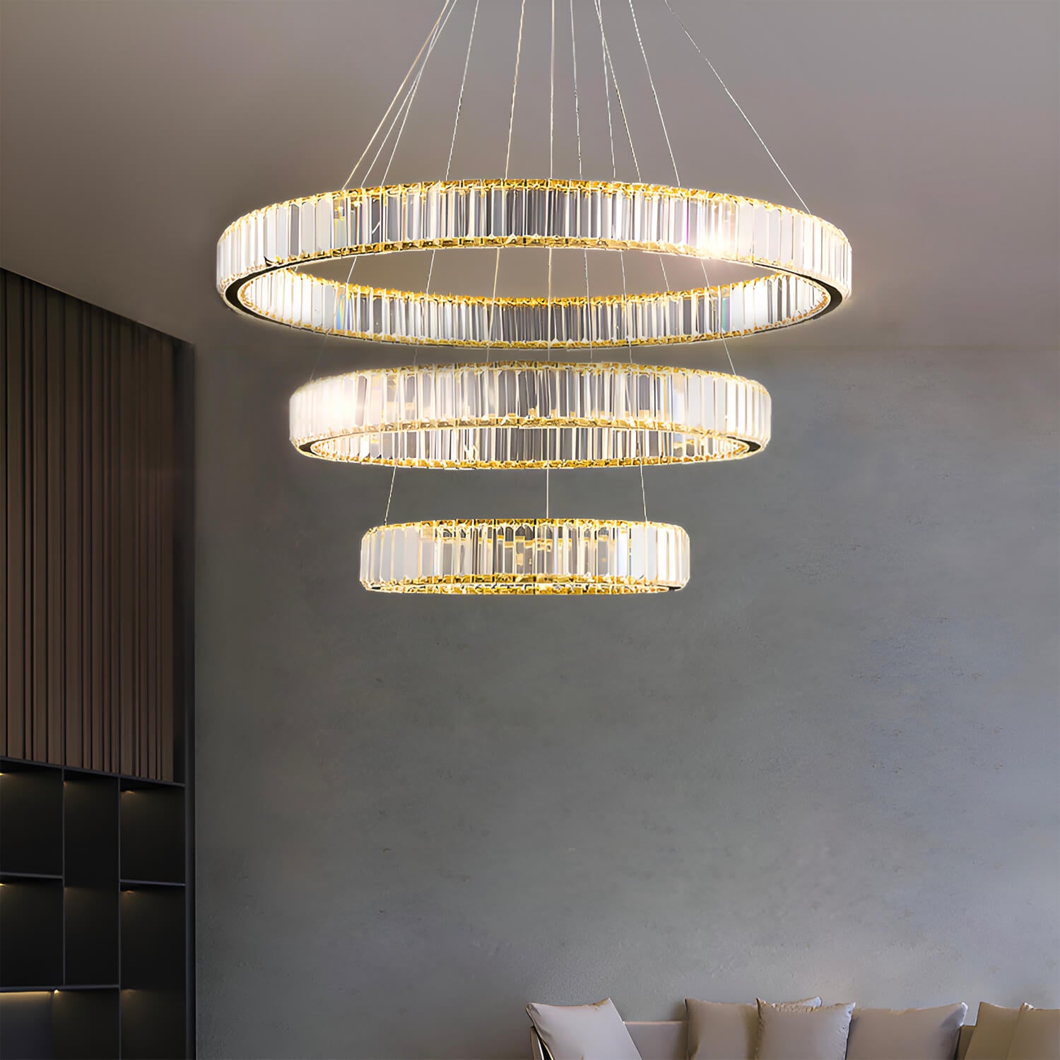 Modern Luxury Crystal Chandelier Elegant Circular Duplex Living Room and Dining Room Lighting -3-rings-living-room|Sofary