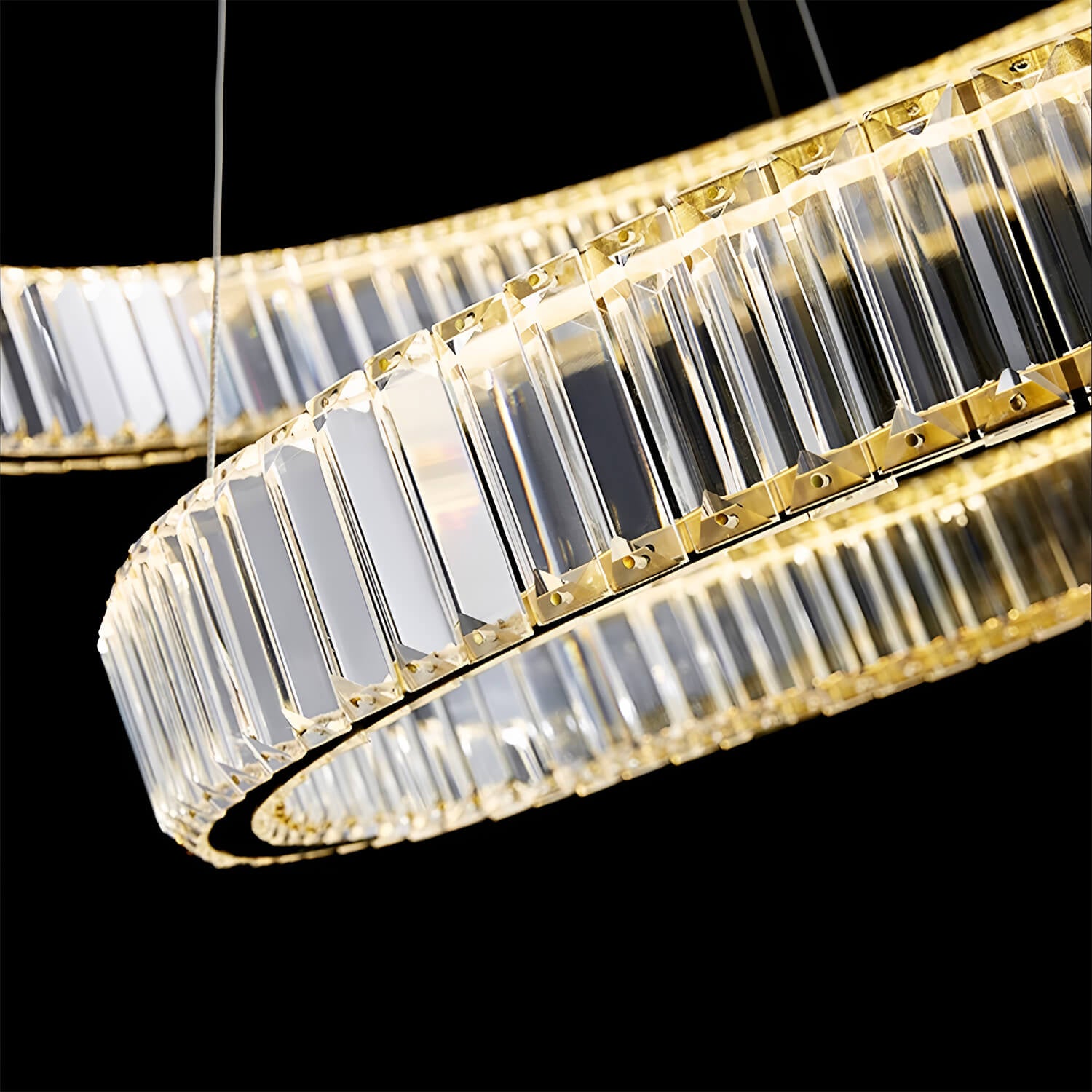 Modern Luxury Crystal Chandelier Elegant Circular Duplex Living Room and Dining Room Lighting -details|Sofary