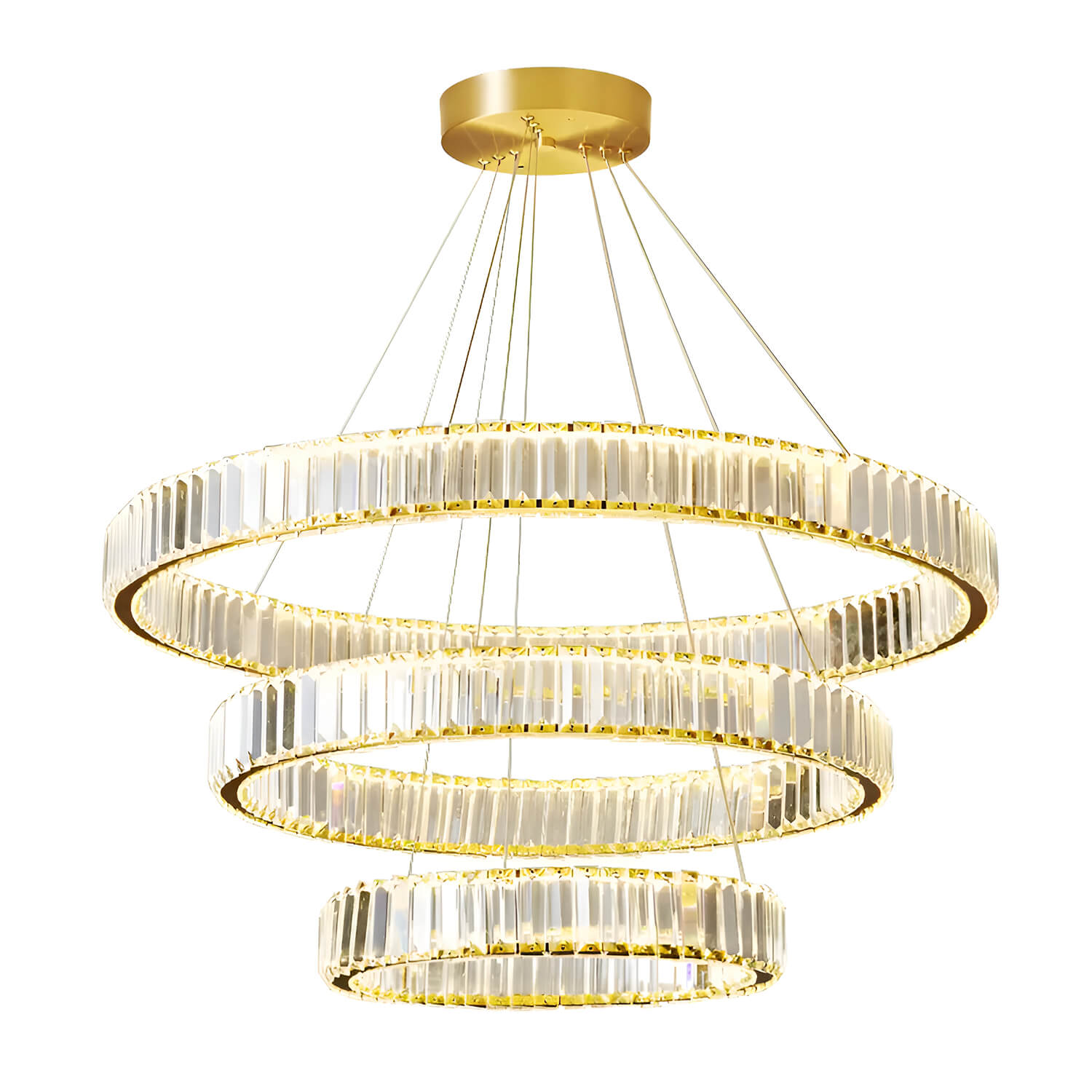 Modern Luxury Crystal Chandelier Elegant Circular Duplex Living Room and Dining Room Lighting-white-front-view|Sofary