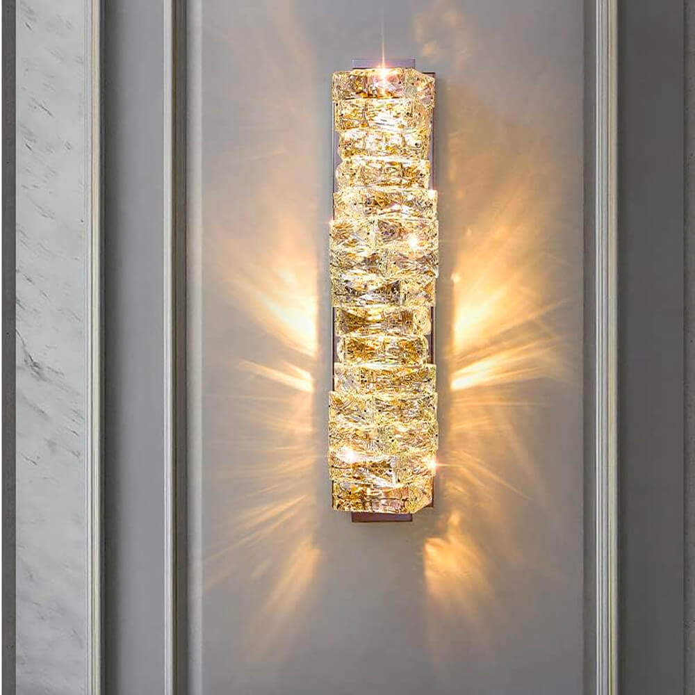 Modern Luxury Crystal Wall Lamp Bedroom Lamp--light on golden| Sofary
