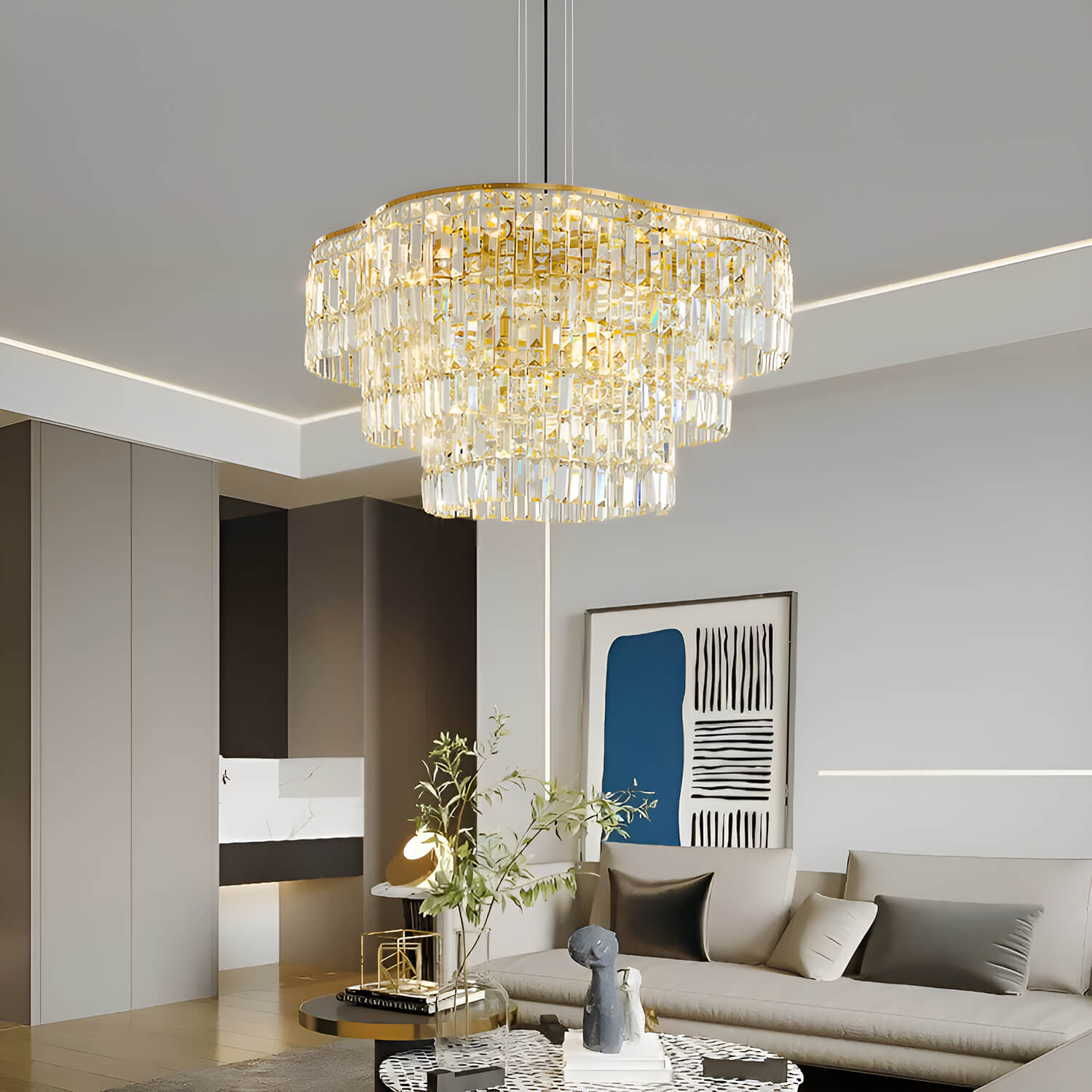 Modern Luxury Gold Crystal Chandelier -Living room|Sofary