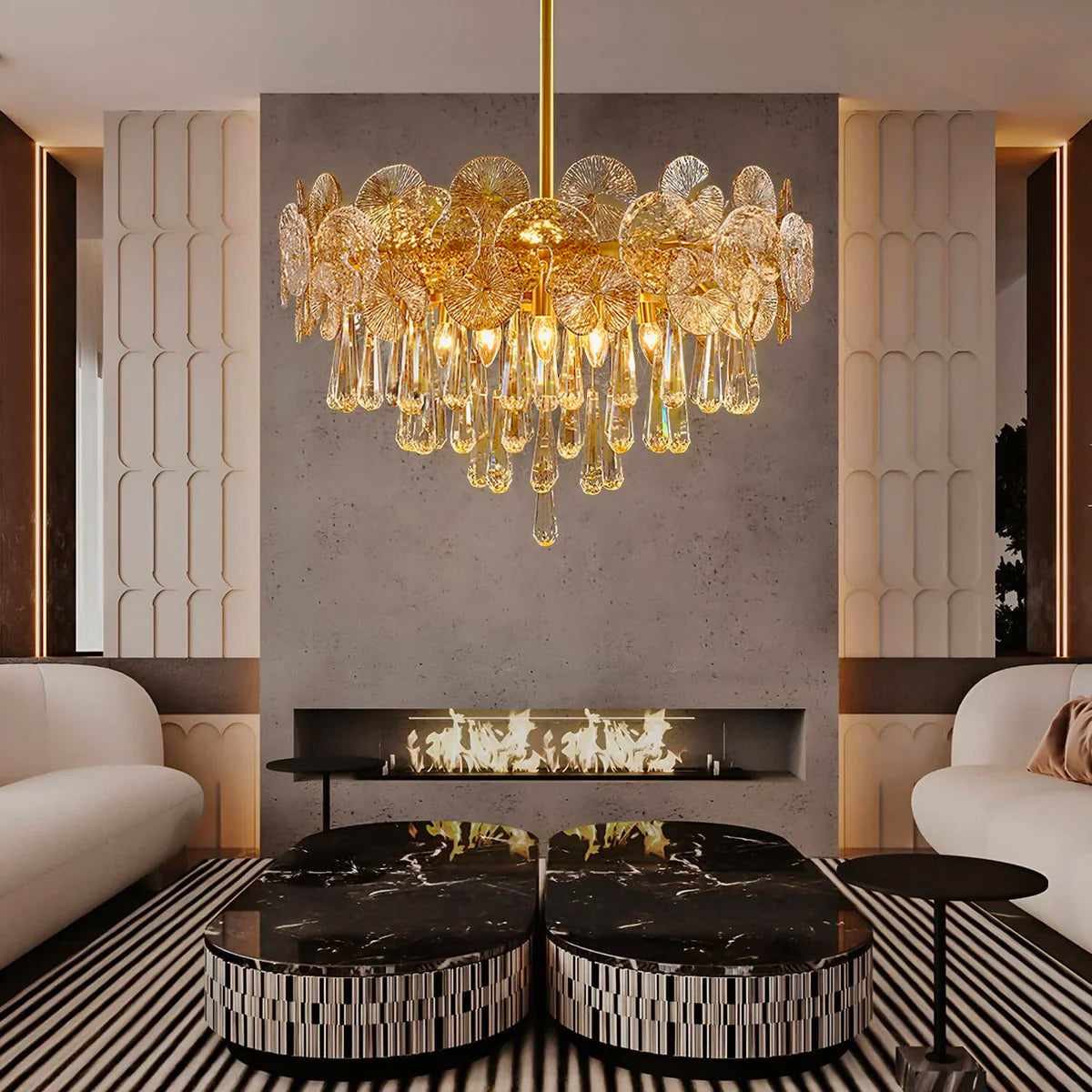 Modern Luxury Gold Glass Chandelier for Living Room -2 |Sofary