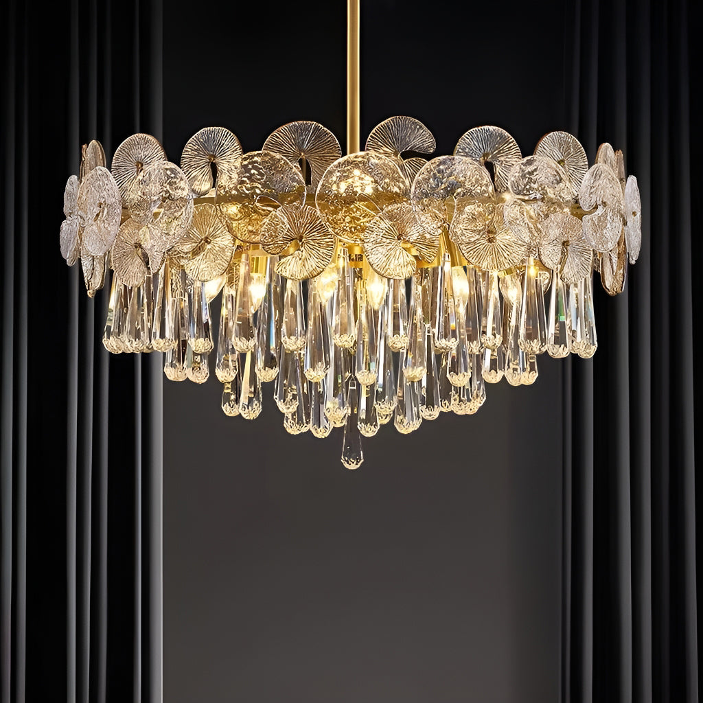 Modern Luxury Gold Glass Chandelier for Living Room  front-view |Sofary
