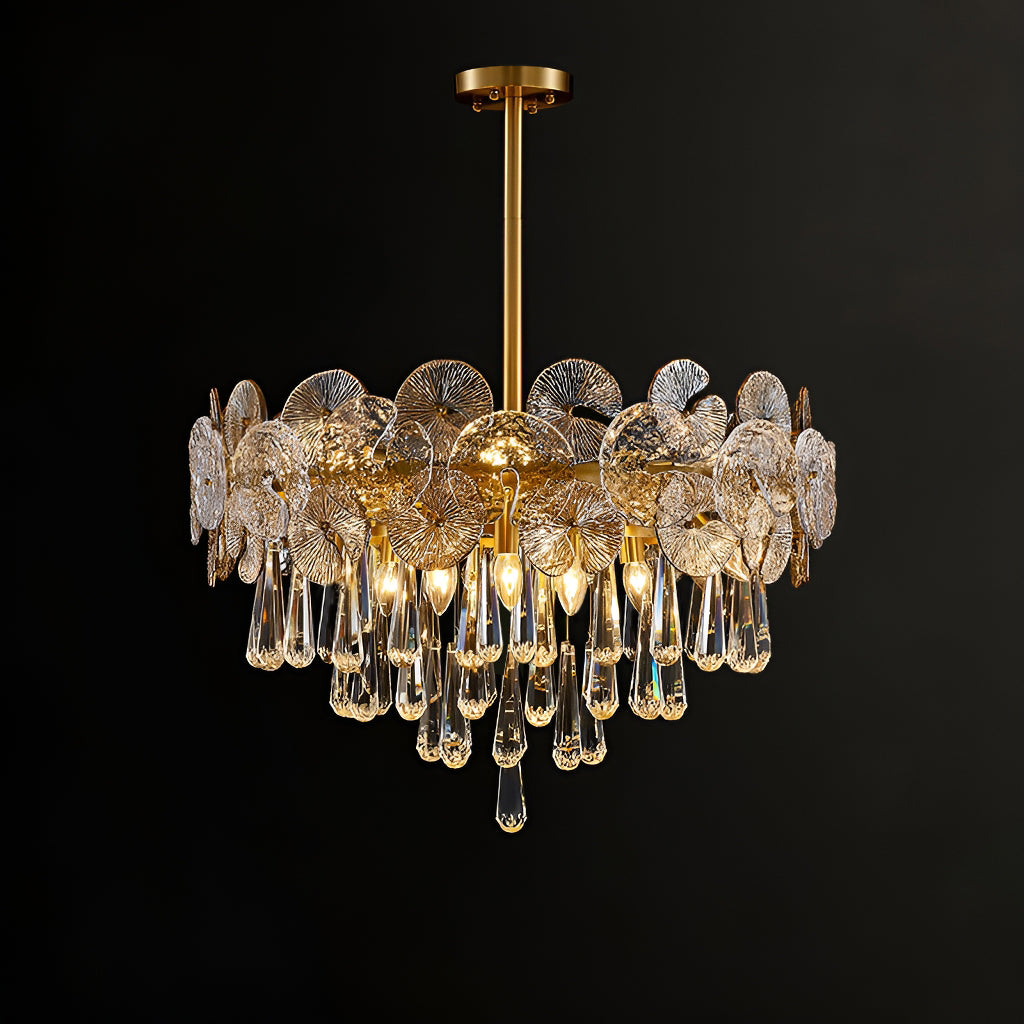 Modern Luxury Gold Glass Chandelier for Living Room -frontview-2 |Sofary