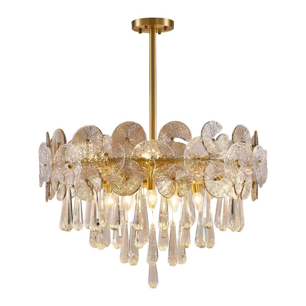 Modern Luxury Gold Glass Chandelier for Living Room frontview |Sofary