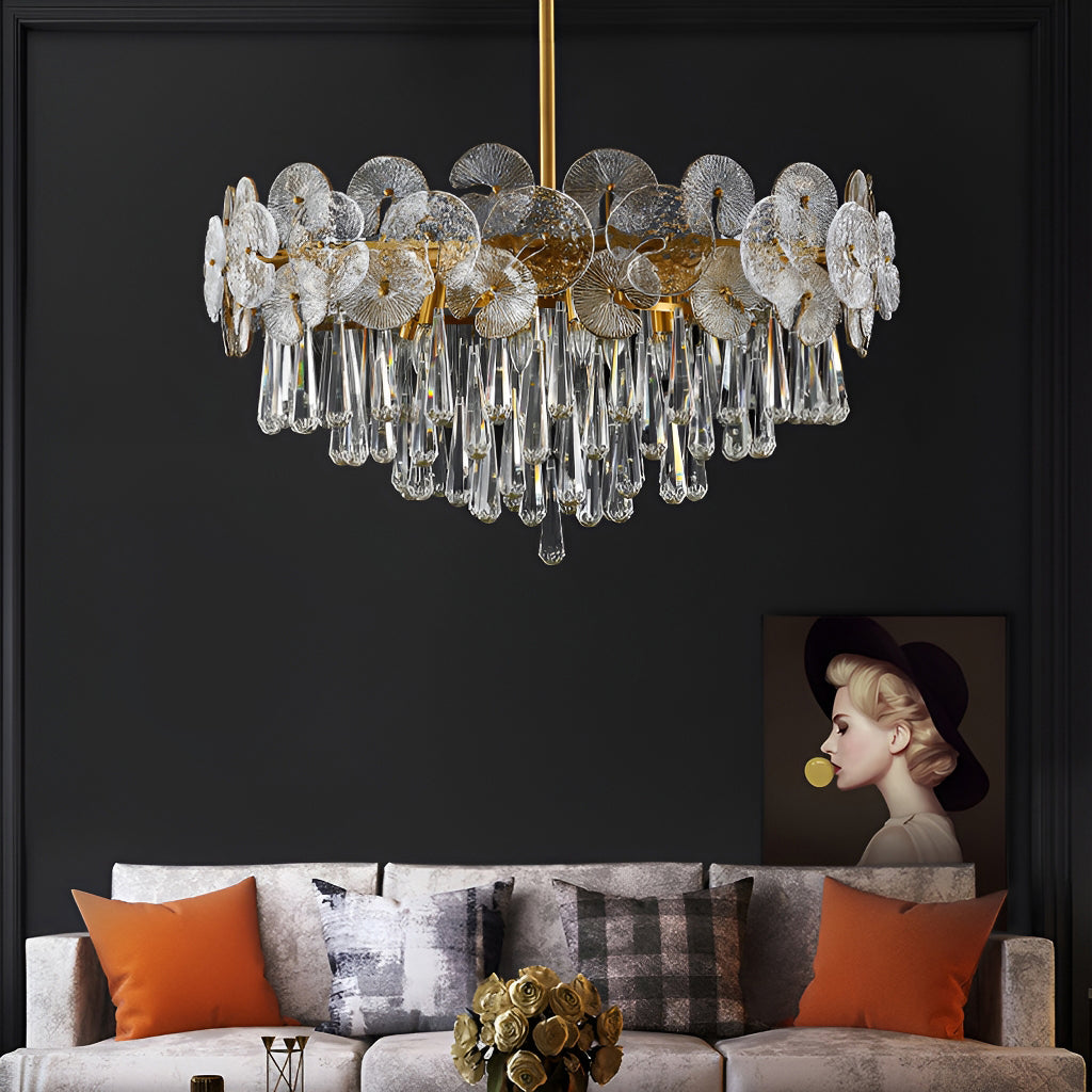 Modern Luxury Gold Glass Chandelier for Living Room light-off-3 |Sofary