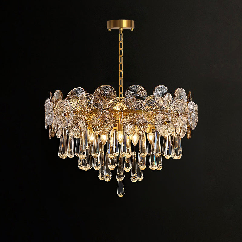 Modern Luxury Gold Glass Chandelier for Living Room -light-on |Sofary
