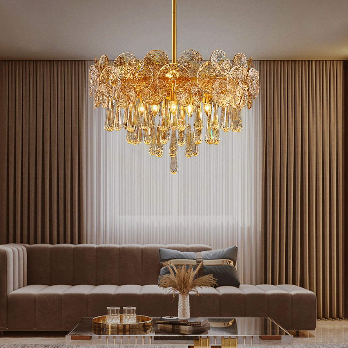 Modern Luxury Gold Glass Chandelier | Sofary Lighting
