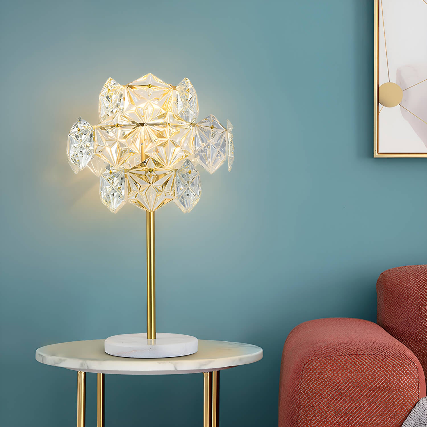 Modern Luxury Snowflake Crystal Shade Table Lamp-living-room-4 |Sofary