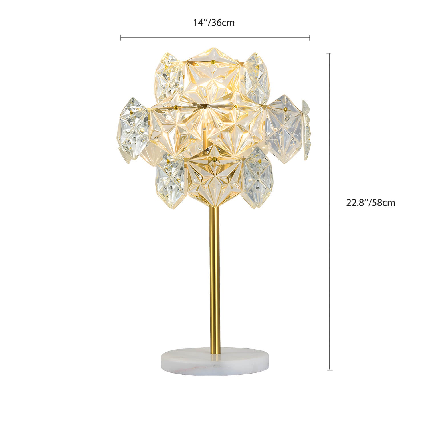 Modern Luxury Snowflake Crystal Shade Table Lamp-size |Sofary