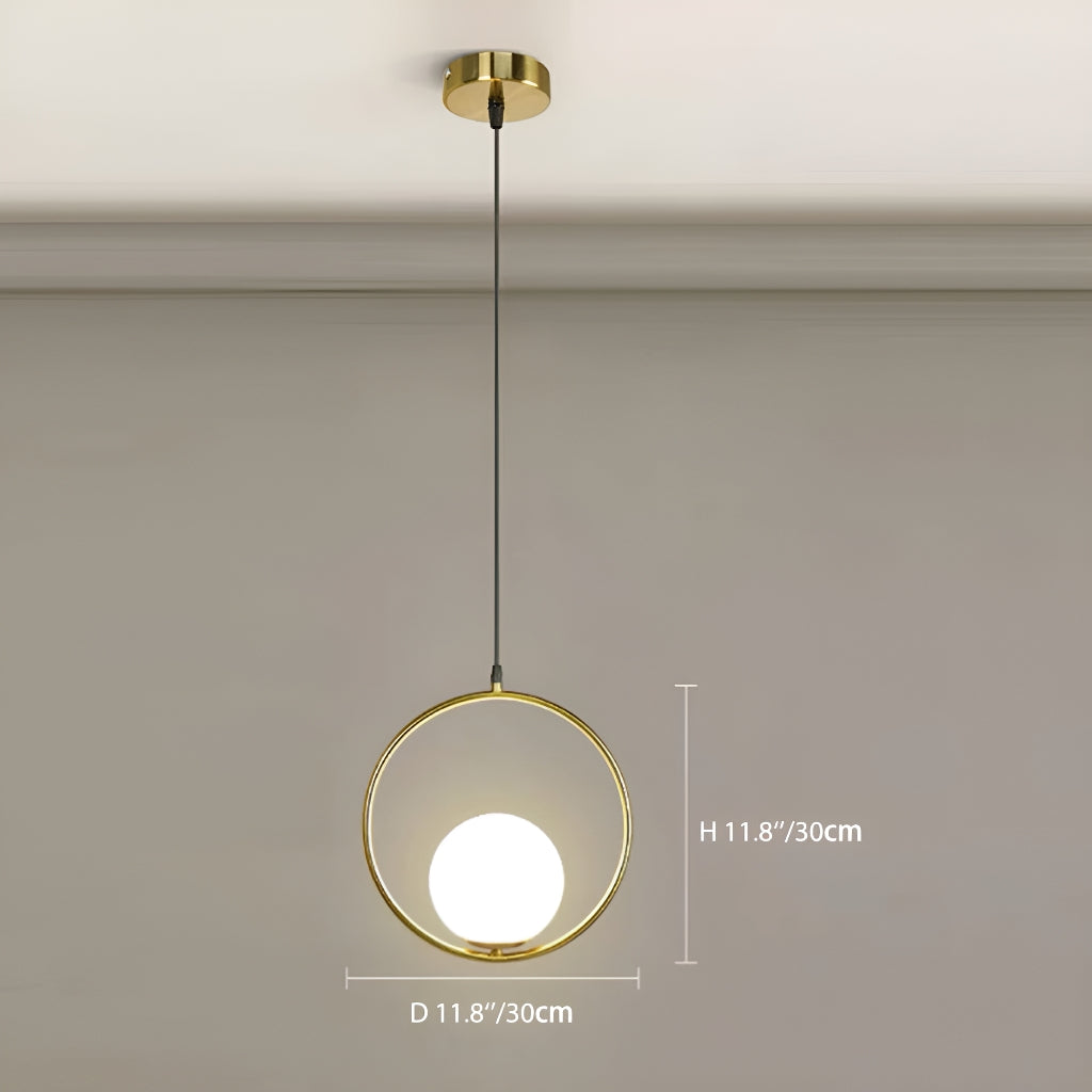 Modern Minimalist Pendant Light Creative Glass for Restaurant Bar Bedroom Bedside Study Inn Round Globe Single Head Pendant Light-size-A |Sofary