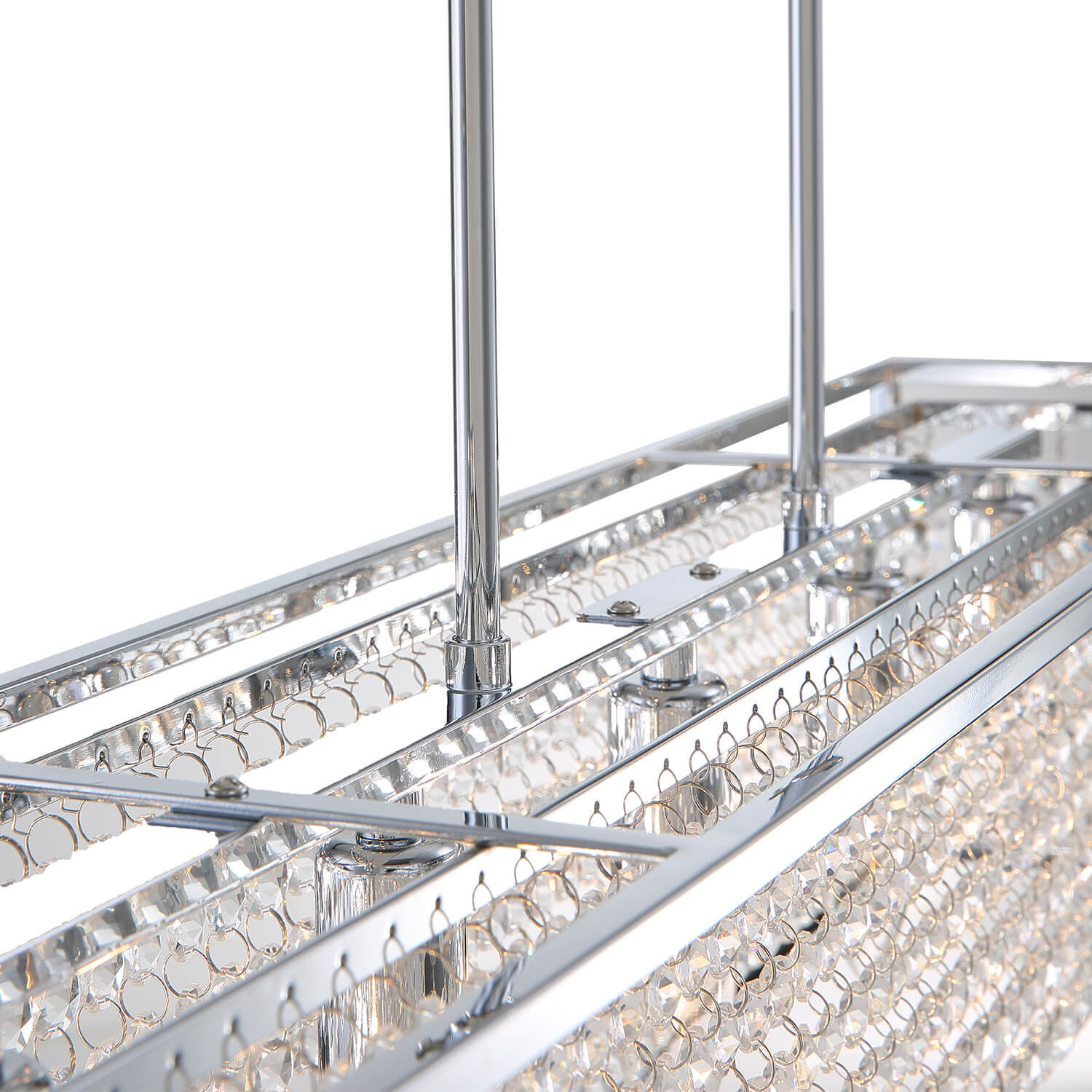 Modern Rectangular Chrome Frame Pendant Light-details-1| Sofary Lighting